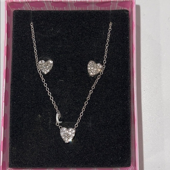 3 Piece Crystal Heart Earrings and Necklace Set - Picture 1 of 2
